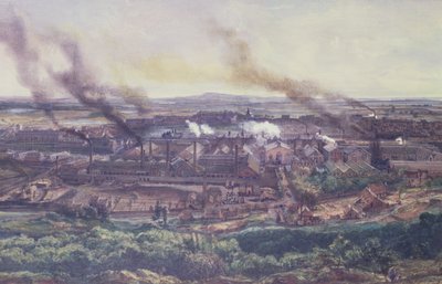 Usines au Creusot en 1848 (détail) - Ignace Francois Bonhomme